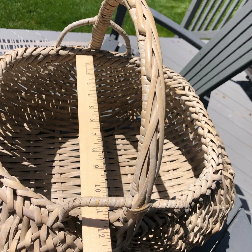 Natural hand Woven Rattan Basket with Handles - Natural